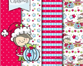 Christmas Digital Papers, Santa Claus Digital Papers, COMMERCIAL USE, Christmas Patterns, Santa Claus Patterns, Christmas Background, Noel