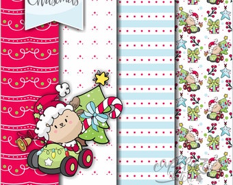 Christmas Digital Papers, Christmas Patterns, COMMERCIAL USE, Christmas Background, Christmas Deer, Christmas Decor, Digital Papers 12x12