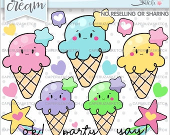 Ice Cream Clipart, Summer Clipart, Clipart COMMERCIAL USE, Summer Clip Art, Ice Cream Graphics, Summer Graphics, Dessert Clipart, Food