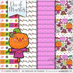 Dia de Los Muertos Muster, Tag der Toten Digitale Papiere, KOMMERZIELLE NUTZUNG, mexikanische digitale Papiere, Fiesta Digitale Papiere, Mexiko Muster