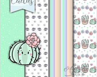 Cactus Digital Papers, Cactus Pattern, COMMERCIAL USE, Succulent Digital Papers, Succulent Pattern, Plant Digital Paper, Plant Pattern