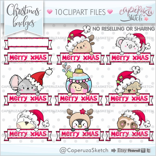 Christmas Badges, Christmas Clipart, COMMERCIAL USE, Christmas Graphics, Christmas Images, Christmas PNG, Christmas Mouse, Christmas Decor