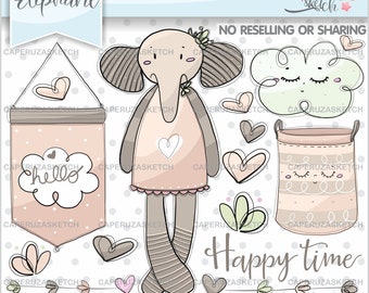 Elephant Clipart, Elephant Graphic, COMMERCIAL USE, Elephant Party, Baby Clipart, Happy Time, Baby Shower, Animal Clipart, Cute Clipart