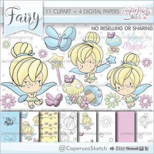 Clipart fée, graphiques de fée, clipart fée de printemps, graphiques de fée de printemps, USAGE COMMERCIAL, clipart dessinés à la main, dessinés à la main, clipart princesse