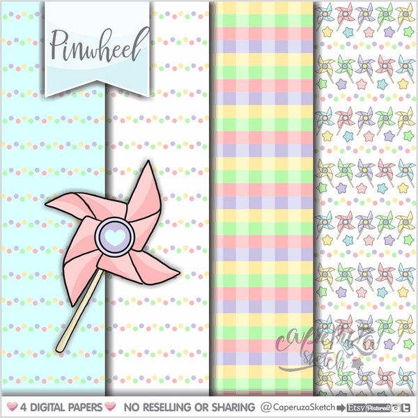 Pinwheels Digital Papers, Toy Digital Papers, COMMERCIAL USE, Toy Digital Papers, Decorative Papers, Spring Digital Papers, Pinwheel