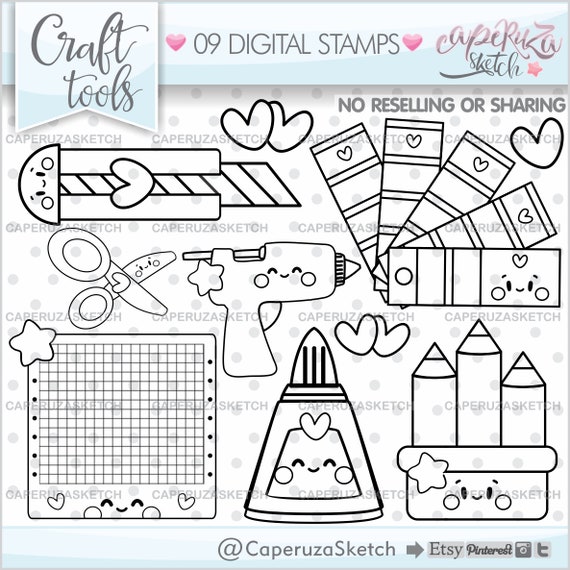 Craft Tools Stamps, Scrapbook Stamps, COMMERCIAL USE, Craft Supplies  Stamps, Crafting Tools Stamps, Crafting Stamps, Craft Tools PNG, Stamps