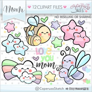 Clipart d’abeille, Clipart de papillon, UTILISATION COMMERCIALE, Clipart arc-en-ciel, Clipart de fête des mères, Graphiques de fête des mères, Clipart de famille, Clipart de maman