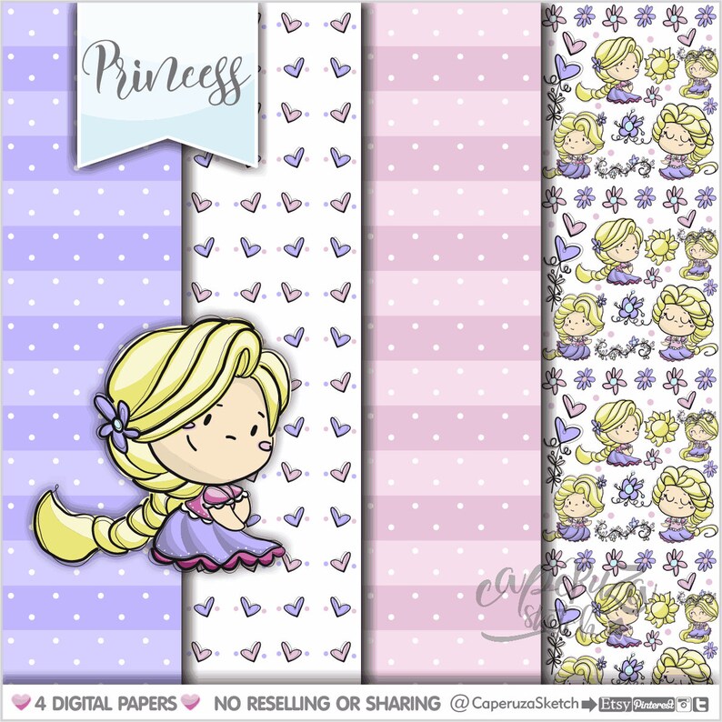Princess Digital Paper Princess Printable Paper Princess - Etsy