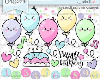 Birthday Clipart, Birthday Graphics, Happy Birthday Clipart, COMMERCIAL USE, Balloon Clipart, Party Clipart, Party Graphics, Happy Birthday