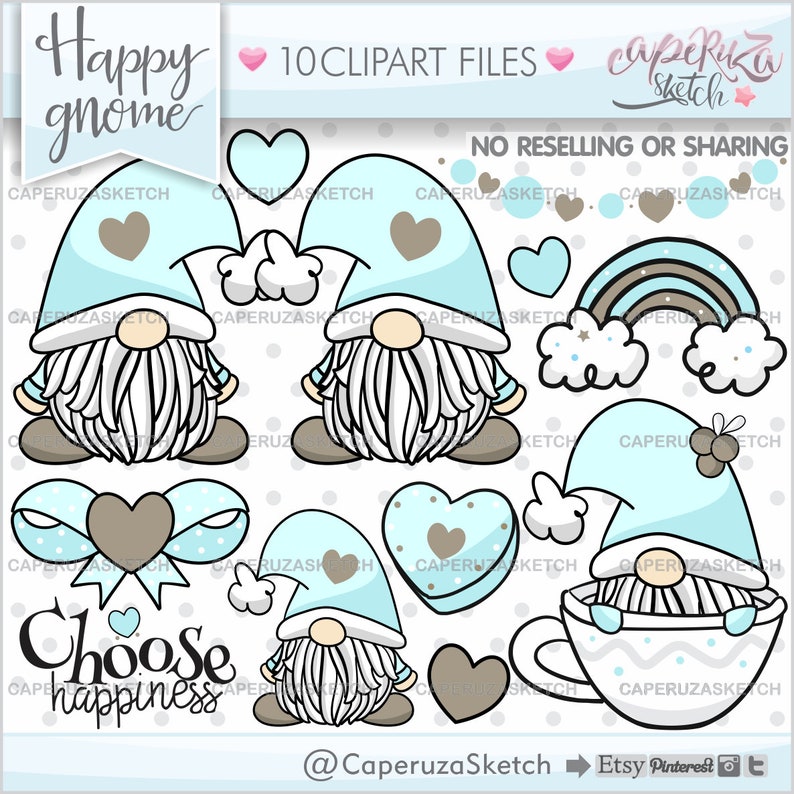 Gnomes Clipart COMMERCIAL USE Gnomes Scandinavian Gnomes Blue Gnomes Valentines Day Couple Graphics Gnomes Graphics Love Clipart