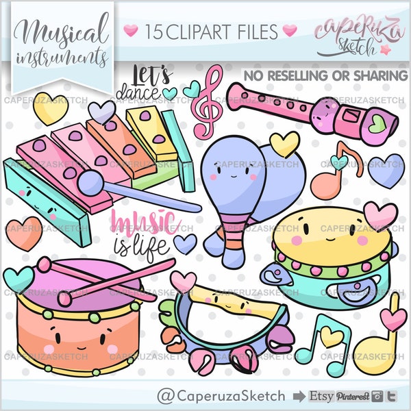 Instrumentos musicales Clipart, Musical Clipart, Musical Graphics, USO COMERCIAL, Music Graphic, Music Clipart, Music Party, Orchestra Clipart