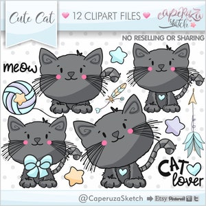 Black Cat Clipart, Cat Clipart, Animal Clipart, COMMERCIAL USE, Kittens Clipart, Pet Clipart, Cute Cat Clipart, Cat PNG, Cat Graphics, Cats