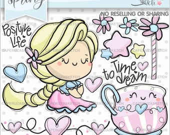 Princess Clipart, Princess Graphic, Spring Clipart, COMMERCIAL USE, Handrawn Clipart, Hand Drawn Princess, Princess, Princess Images