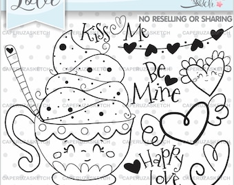 Love Stamps, Valentine's Day Coloring Page, Valentine's Day, COMMERCIAL USE, Planner Stamps, Valentine's Day Stamps, Digital Stamps