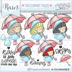 Clima Imágenes Prediseñadas, Chica Clipart, Paraguas Clipart, USO COMERCIAL, Gráficos del tiempo, Gráficos de chicas, Gráficos de paraguas, Lluvia Imágenes Prediseñadas, Lluvia