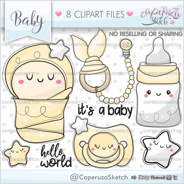Baby Clipart, Baby Graphics, New Born Clipart, COMMERCIAL USE, New Born Graphics, Baby Neutral Clipart, Baby Party, Baby Shower Graphics
