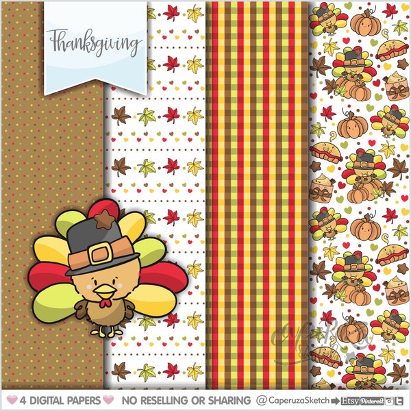 Thanksgiving Digital Paper, Thanksgiving Pattern, COMMERCIAL USE, Thanksgiving Decor, Printable Paper, Scrapbook Paper, Pumpkin Paper