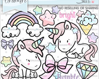 Unicorn Clipart, Unicorn Graphics, COMMERCIAL USE, Unicorn Clip Art, Rainbow Clipart, Unicorn Images, Kawaii Clipart