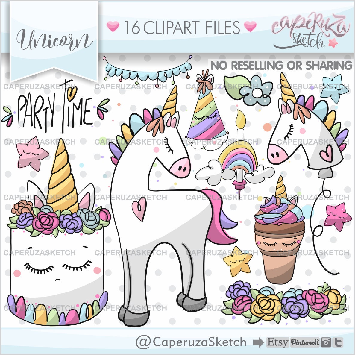Unicorn Clipart Birhtday Clipart Unicorn Birthday Clipart | Etsy