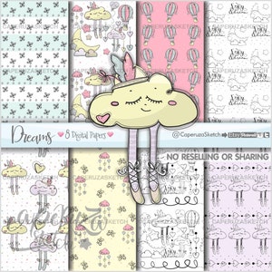 Droom digitale papier, nacht digitale papier, droom patroon, patroon van de nacht, commercieel gebruik, afdrukbare papier, papier, droom partij, Sky Cloud