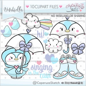 Penguin Clipart, Umbrella Clipart, Penguin Graphics, COMMERCIAL USE, Winter Clipart, Rain Clipart, Spring Clipart, Winter Graphics, Weather