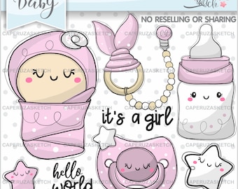 Baby Clipart, Baby Graphics, New Born Clipart, COMMERCIAL USE, New Born Graphics, Planner Accessories, Baby Girl Party, Baby Shower Graphics