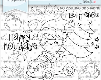 Christmas Stamp, Christmas Digital Stamps, Christmas Party, COMMERCIAL USE, Christmas Coloring Pages, Christmas Digistamp, Christmas Clipart