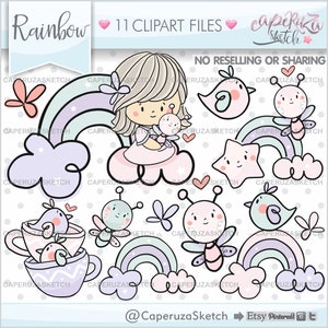 Rainbow Clipart, Spring Clipart, COMMERCIAL USE Clipart, Rainbow Graphics, Spring Graphics, Spring Clip Art, Butterfly Clipart, Bird Clipart