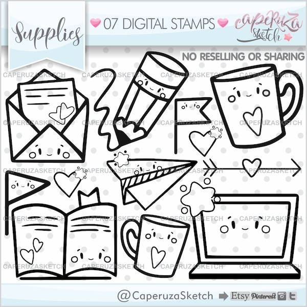 Office Stamps, Office Digital Stamps, Office Stuff Stamps, COMMERCIAL USE, Happy Mail Stamps, Office Accesories, Computer Stamps, Office