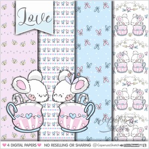 Patrón de amor, patrón de ratón, papel digital del día de San Valentín, uso comercial, patrón del día de San Valentín, papel de San Valentín, patrón de San Valentín