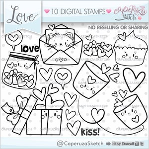 Valentine's Day Digital Stamps, Love Digital Stamps, COMMERCIAL USE, Valentine's Stamps, Love Stamps, Love Coloring Pages, Aniversary Stamps