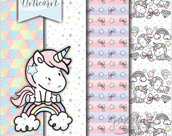 Unicorn Digital Paper, Unicorn Pattern, Unicorn Texture, COMMERCIAL USE, Unicorn Gift Wrap, Unicorn Gift Wrapping, Scrapbook Paper