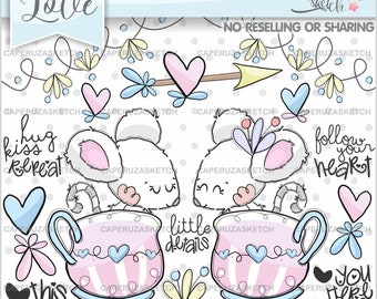 Love Clipart, Mouse Clipart, Mice Clipart, COMMERCIAL USE, Valentine's Clipart, Animal Clipart, Heart Clipart, Love Graphics, Mice Graphics