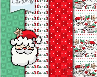 Christmas Digital Papers, Santa Claus Digital Papers, COMMERCIAL USE, Christmas Patterns, Santa Claus Patterns, Christmas Background, Noel