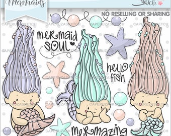 Mermaid Clipart, Mermaid Graphics, Mermaid Images, COMMERCIAL USE, Ocean Graphics, Under The Sea Clipart, Summer Clipart, Mermaid Clip Art