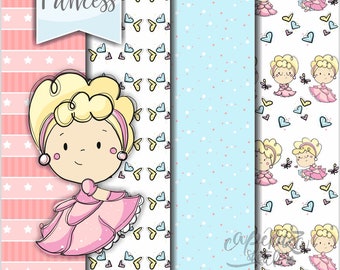 Princess Digital Paper, Princess Pattern, Printable Paper, COMMERCIAL USE, Princess Paper, Princess Party, Scrapbook