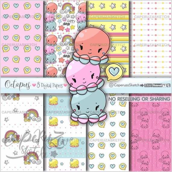 Octopus Digital Paper Octopus Gift Wrap Octopus Pattern | Etsy