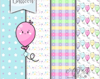 Birthday Digital Papers, Bithday Patterns, COMMERCIAL USE, Balloon Digital Papers, Party Digital Papers, Party Patterns, Happy Birthday