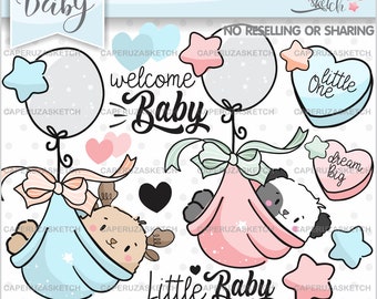 Baby Clipart, Baby Born Clipart, COMMERCIAL USE, Baby Shower Clipart, Nursery Clipart, Nursery Decor, Animal Clipart, Baby Animal Clipart