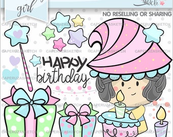 Birthday Clipart, Happy Birthday Clipart, COMMERCIAL USE, Birthday Clip Art, Birthday Graphics, Birthday Gilr Clipart, Birthday Images