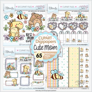 Imágenes Prediseñadas del Día de la Madre, Gráficos del Día de la Madre, USO COMERCIAL, Imágenes Prediseñadas familiares, Imágenes Prediseñadas de mamá, Imágenes Prediseñadas de animales, Imágenes Prediseñadas de oso, Imágenes Prediseñadas de jirafa, Abeja