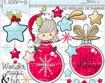 Christmas Clipart, Christmas Graphics, COMMERCIAL USE, Christmas Girl Clipart, Christmas Decor, Holiday Clipart, Christmas Clip Art