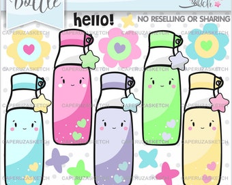 Bottle Clipart, Water Bottle Clipart, COMMERCIAL USE, Exercise Clipart, Bottle Graphics, Fitness Clipart, Water Bottle, Clip Art, Clipart