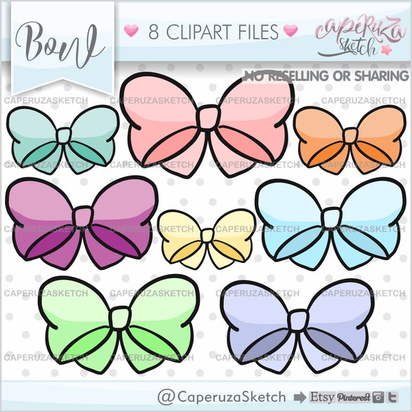 Bow Clipart, Bow Graphics, COMMERCIAL USE, Gift Bow Clipart, Spotty Bow Clipart, Spotty Bow Graphics, Ribbon Clip Art,  Cute Bow Clipart