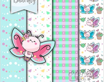 Butterfly Digital Papers, Spring Digital Papers, COMMERCIAL USE, Butterfly Patterns, Spring Patterns, Spring Background, Spring Texture