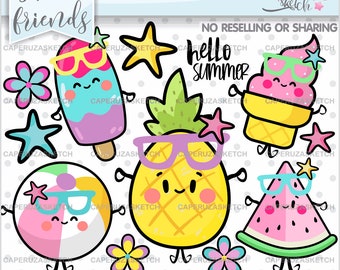 Summer Clipart, Summer Graphics, COMMERCIAL USE, Summer Images, Summer Clip Art, Pineapple Clipart, Watermelon Clipart, Ice Cream Clipart