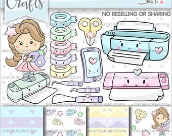 Craft Clipart, Planner Girl Clipart, Scrapbooking Clipart, Printer Clipart, Office Clipart, Craft Graphics, Scrapbook Clipart, School