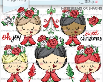 Christmas Clip Art, Christmas Graphics, Scrapbooking Clipart, COMMERCIAL USE, Holiday Clip Art, Christmas Images, Christmas Girls Clipart