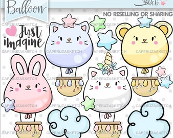 Baby Clipart, Air Balloon Clipart, COMMERCIAL USE, Hot Air Balloon Clipart, Nursery Decor, Animal Clipart, Baby Shower Clipart, Nursery