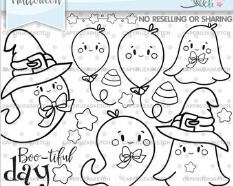 Halloween Stamps, Halloween Coloring Pages, COMMERCIAL USE, Halloween Digital Stamps, Ghost Stamps, Ghost Digital Stamps, Halloween Images